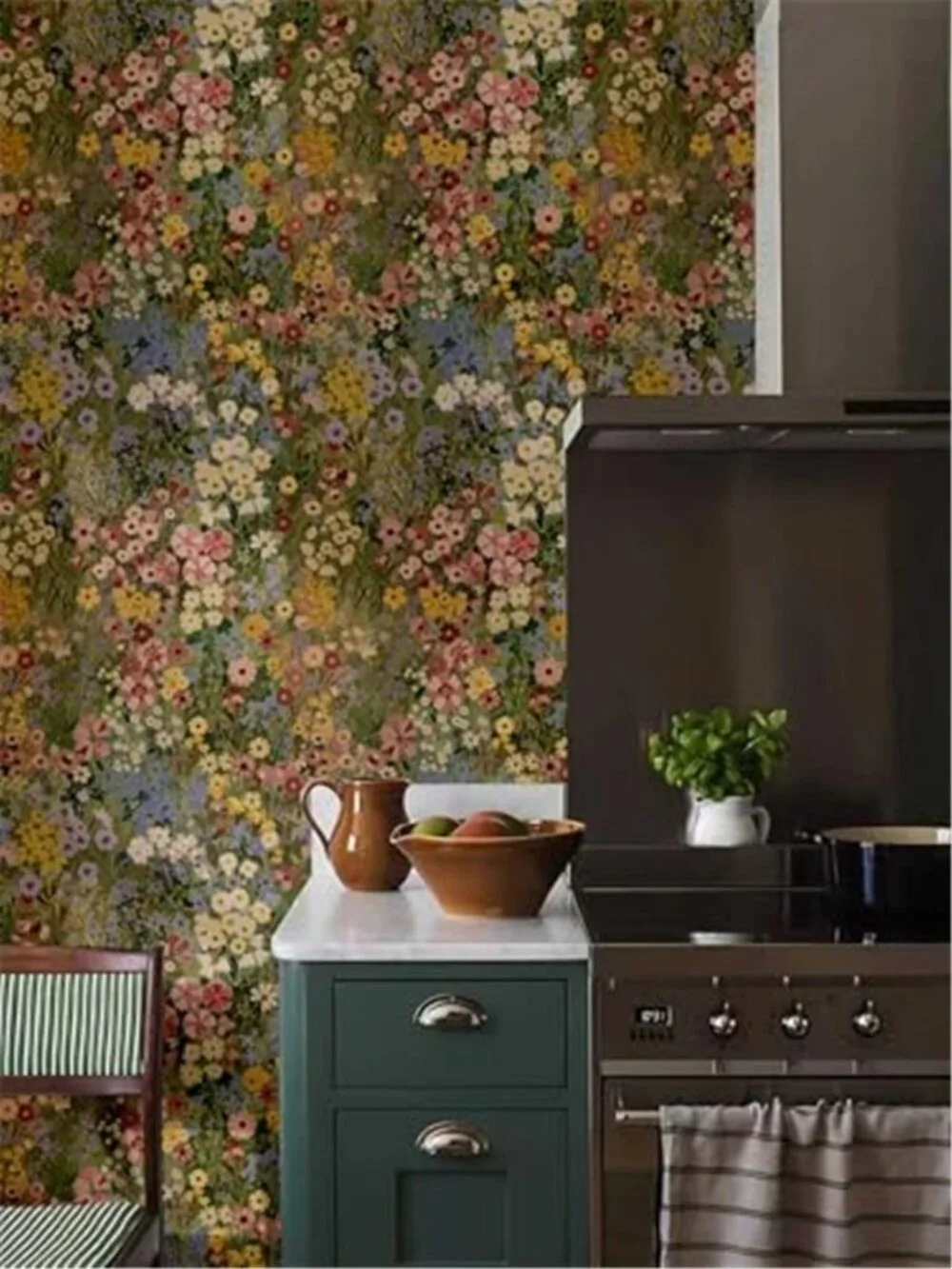 Peel Stick Wallpaper Removable Boho Floral Green Vinyl Waterproof Bedroom